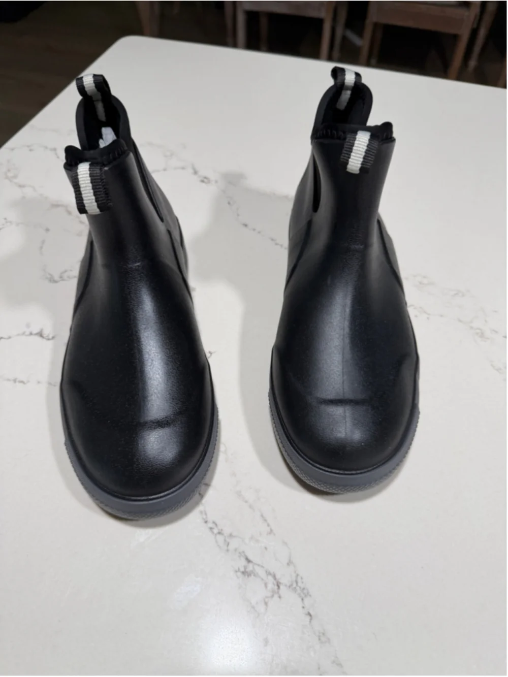 NEW Men's Black Deck Waterproof Ankle Rain Boots Anti-Slip Traction Rubber 9.5
